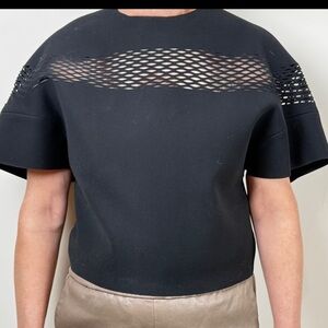 Balenciaga Black Vintage Y2K Cropped Top with Mesh Cut-out